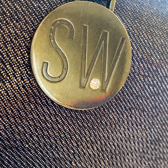 Stuart Weitzman Beautiful Shimmering Bronze Denim Logo Bag NewWithTags - Picture 5 of 15